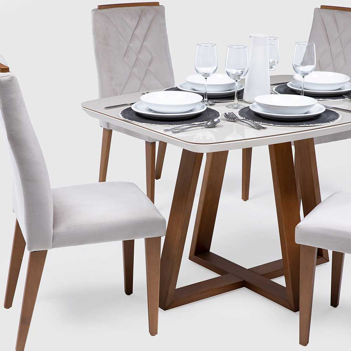 Juego de Comedor Decocasa Bennet  8 Sillas Off White