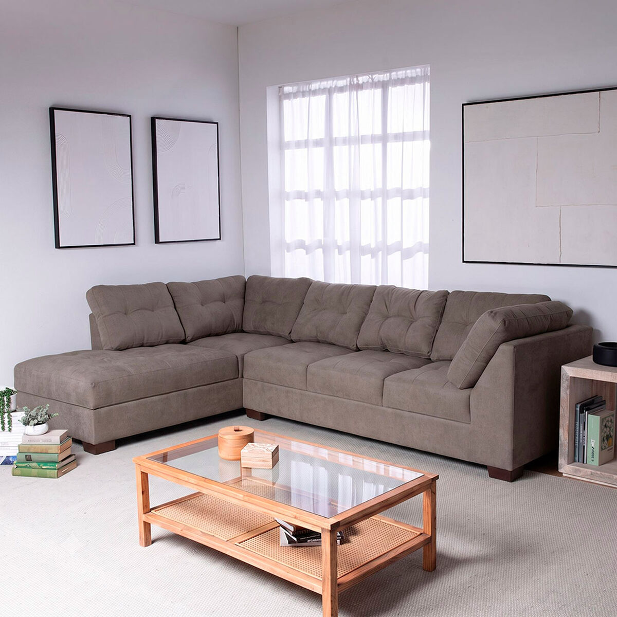Seccional Izquierdo Muebles MPR Edimburgo 5 Cuerpos Caf&eacute;