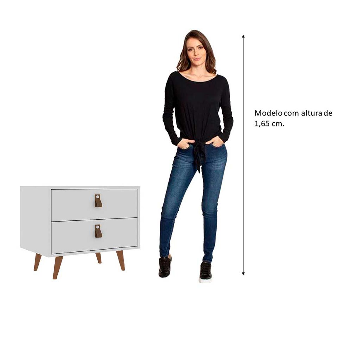 Velador Di Poretti Design Padua 2 Cajones Blanco