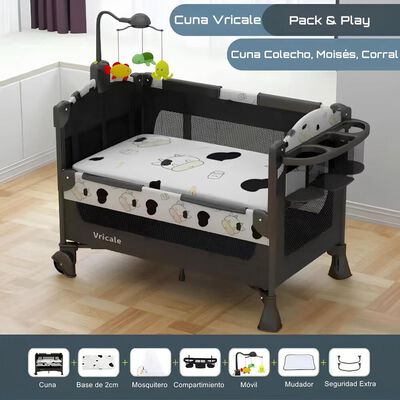 Imagen 2 del producto Cuna Colecho Corral Mecedora 4 en 1 Lubabycas Blanco