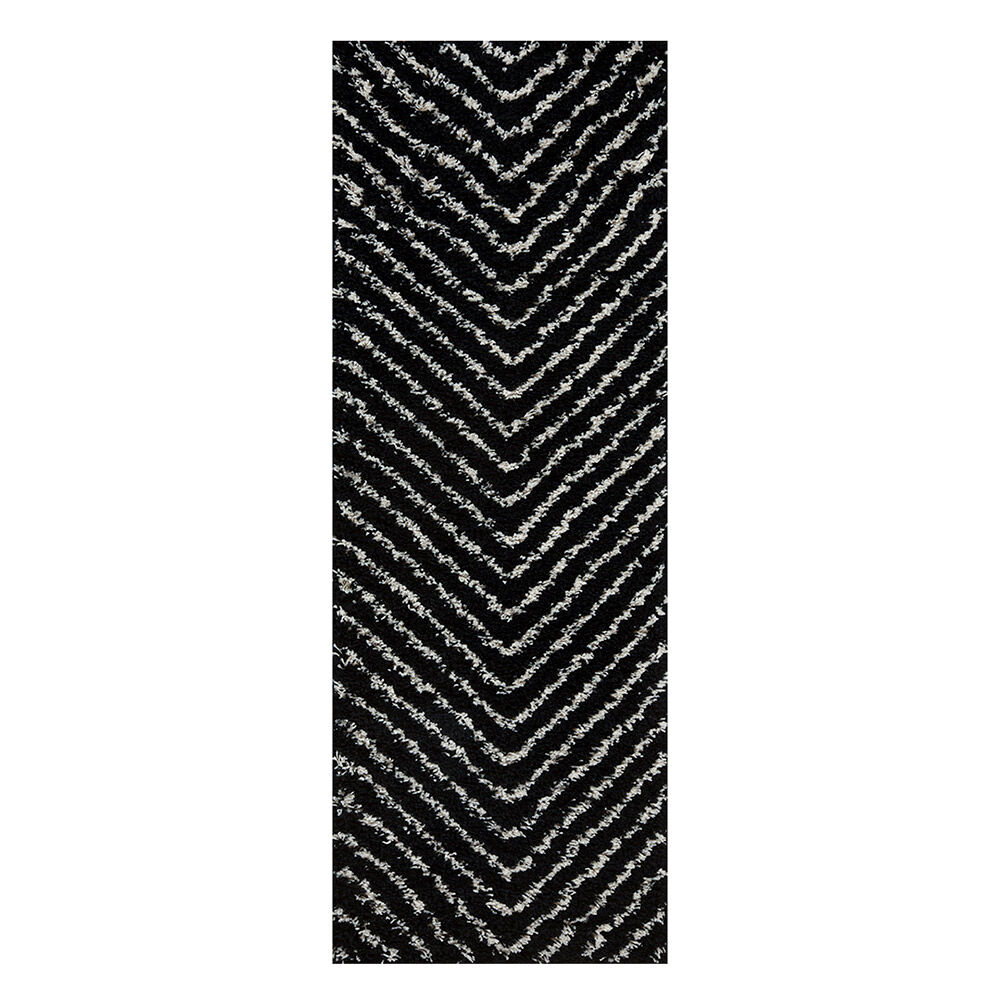 Alfombra Idetex Shaggy Guiza 70x200 cm Negro