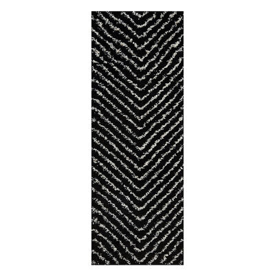 Alfombra Idetex Shaggy Guiza 70x200 cm Negro