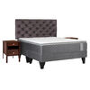 Cama Europea Celta Base Dividida King Carbono + Respaldo + 2 Veladores Capitone