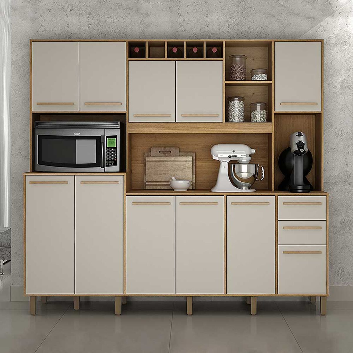 Mueble de Cocina Vekkahome Petra 2 Cajones 11 Puertas Beige