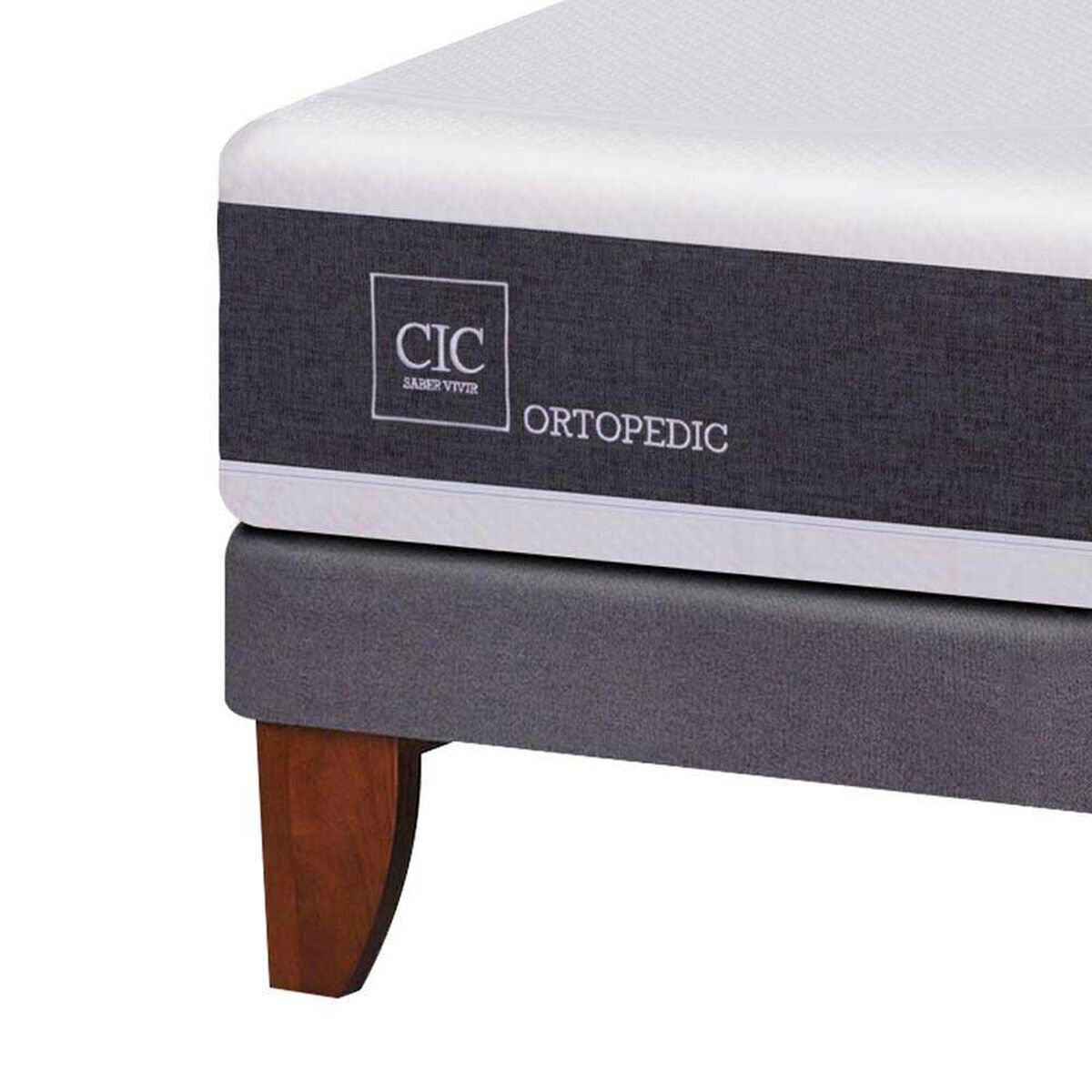 Cama Europea CIC Base Dividida 2 Plazas Ortopedic + Respaldo + 2 Veladores Milan + 2 Almohadas