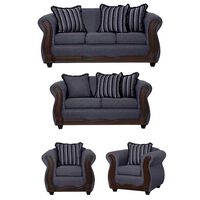 Juego de Living Black Factory Sofia 7 Cuerpos Marengo