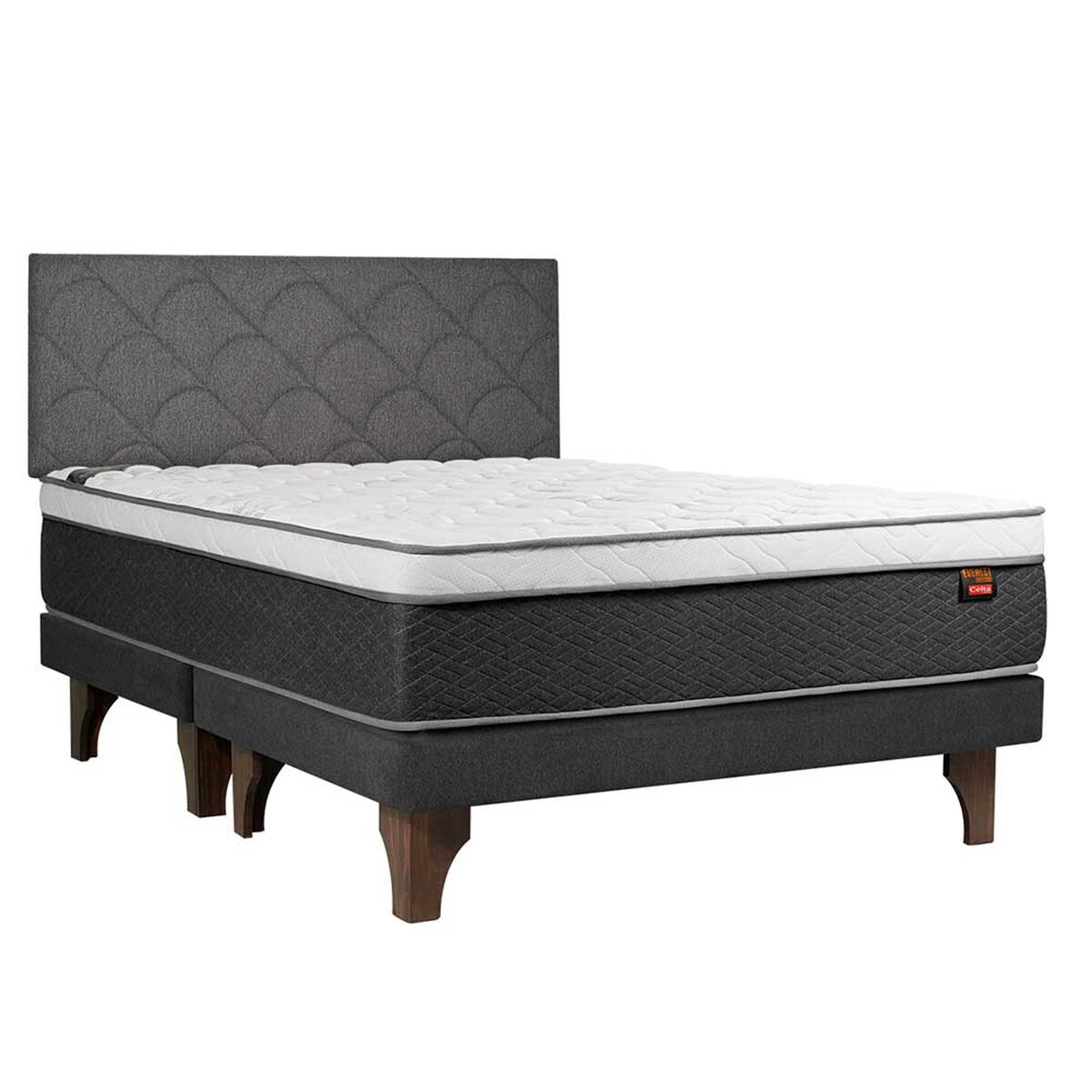 Cama Europea Celta Base Dividida King Everest + Respaldo Everest