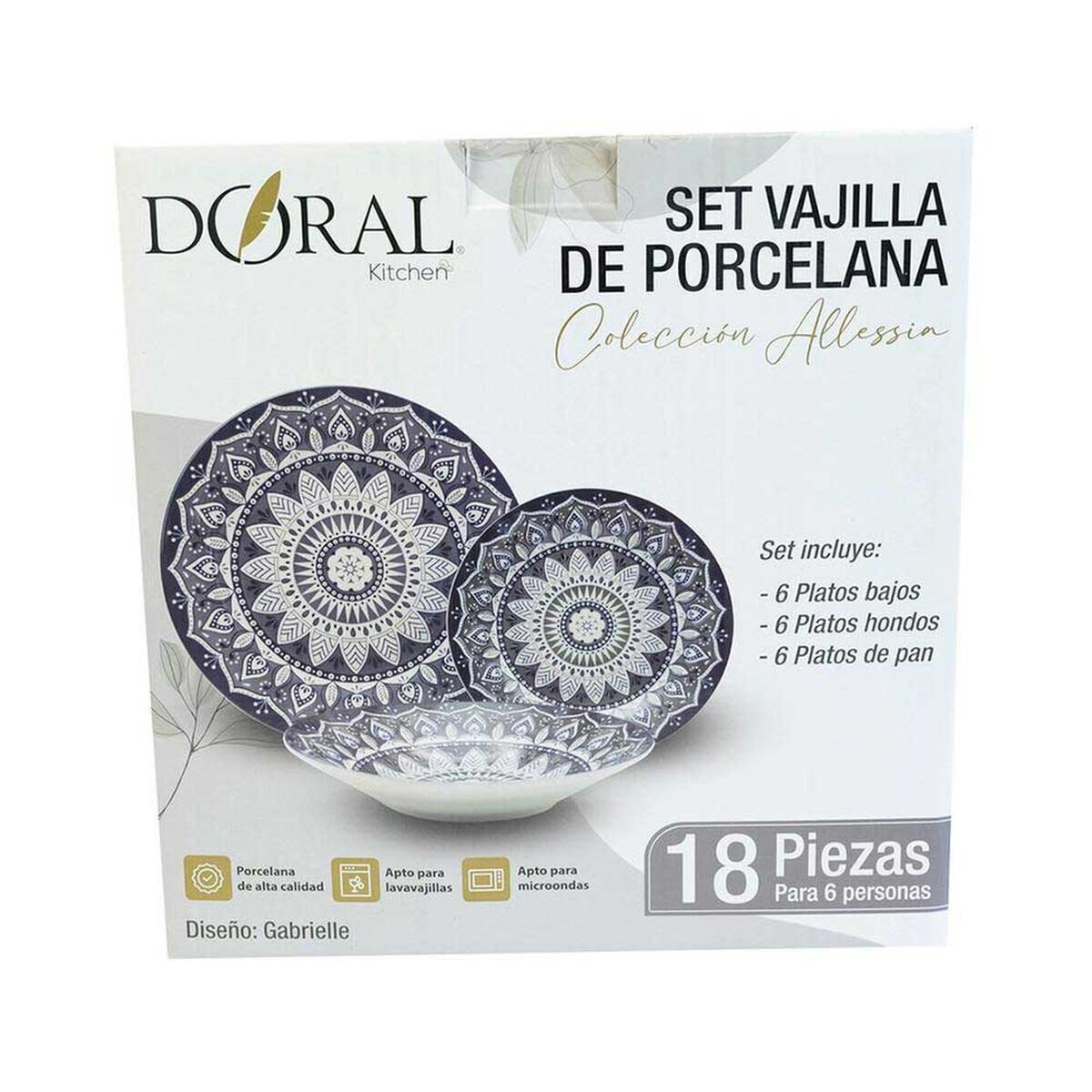 Juego de Vajilla Gabrielle Doral 18 Piezas
