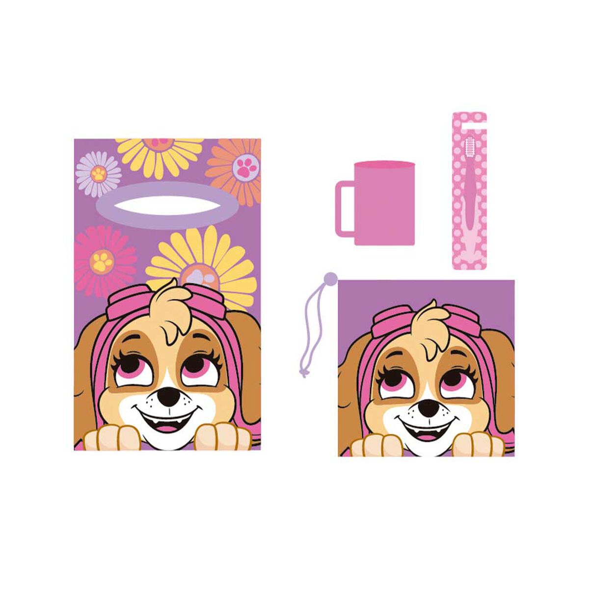 Toalla Infantil con Bolso Paw Patrol Niña Flower-P 30 x 50 cm