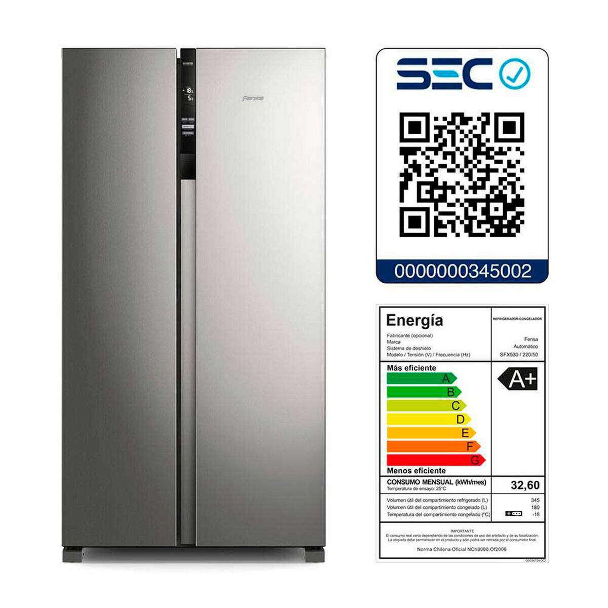 Refrigerador Side by Side Fensa SFX530 525 lts.