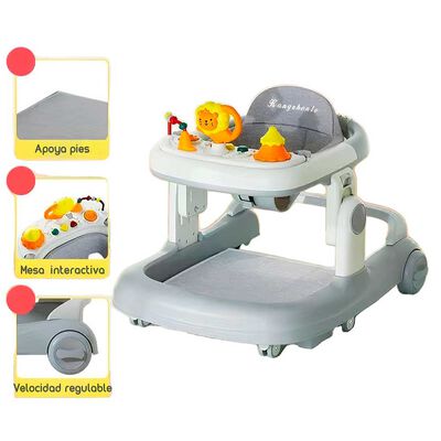 Andador con Apoya Pies y Más Accesorios Lubabycas Gris