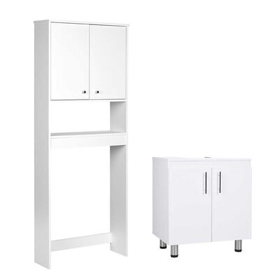 Combo Estante 2 Puertas + Vanitorio de Baño 2 Puertas CIC Blanco