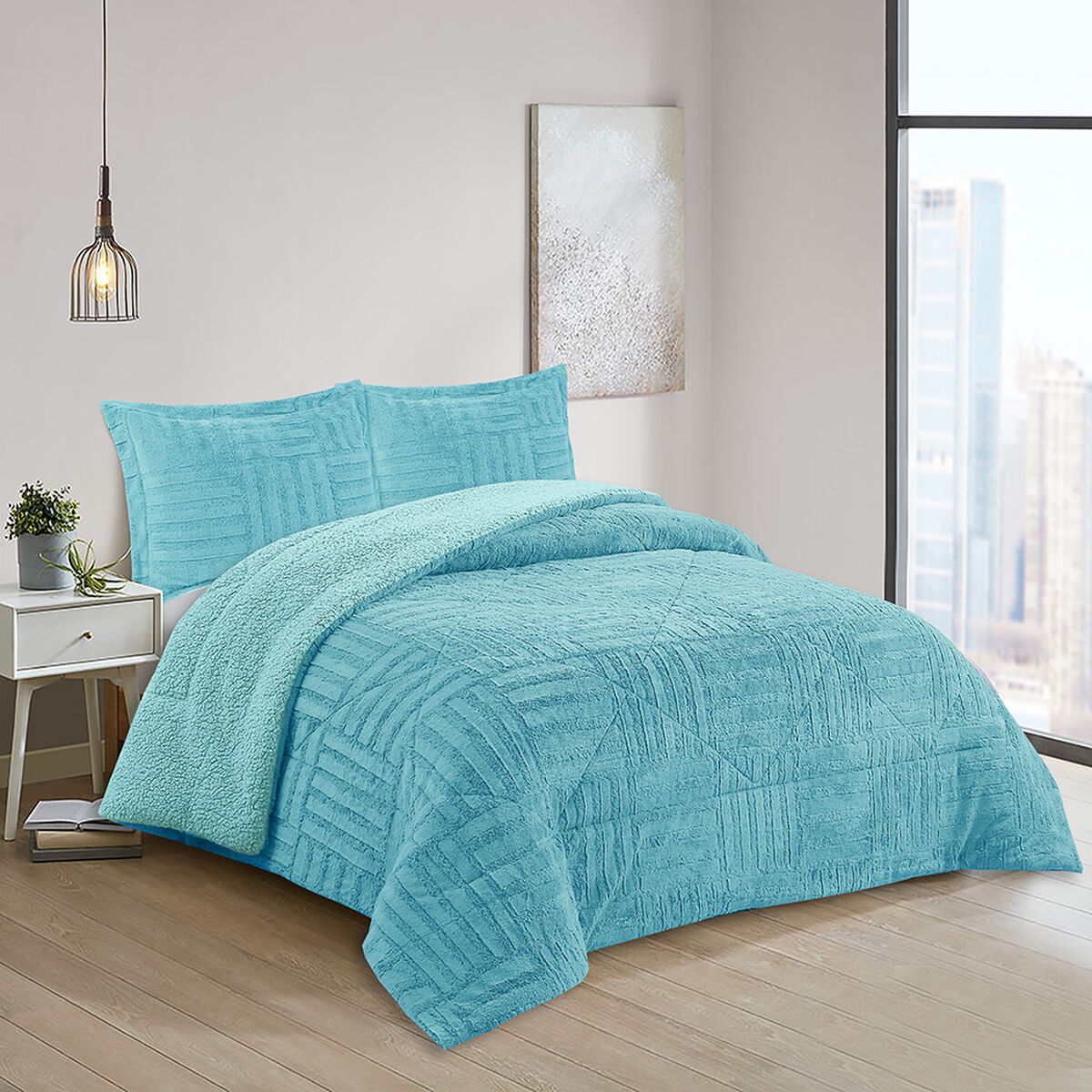 Cubrecama Doral King Turquesa Senses