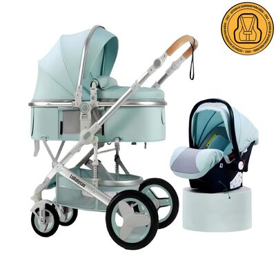 Coche Travel System con Accesorios Verde Luxury LuBabycas
