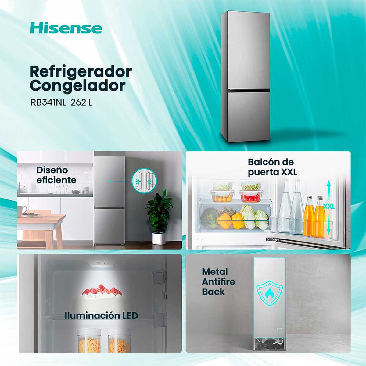 Hisense Refrigerador Frío Directo 262 lts RB341NL 180x55CM