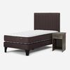 Cama Europea Rosen 1,5 Plazas Ergo T + Respaldo + Velador Café