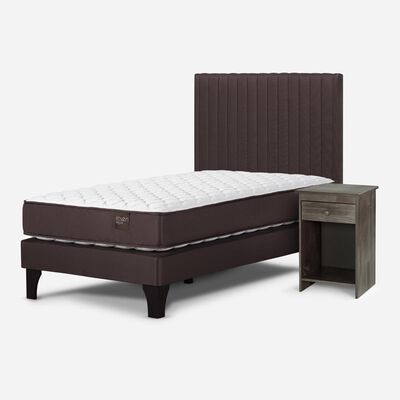 Imagen 2 del producto Cama Europea Rosen 1,5 Plazas Ergo T + Respaldo + Velador Café