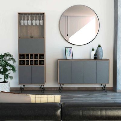 Imagen 1 del producto Combo Bar Alto + Bife TuHome Vassel Miel Plomo