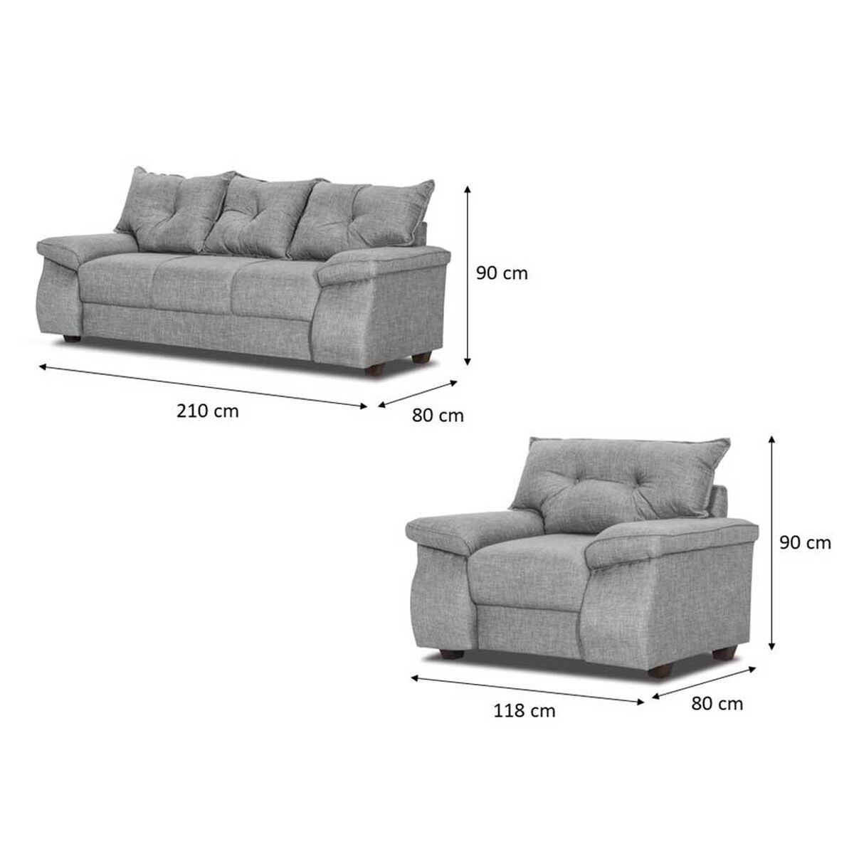 Juego de Living Innovamuebles Fortaleza Córdoba Sofá 3 Cuerpos + Dos Butacas 1 Cuerpo Chocolate