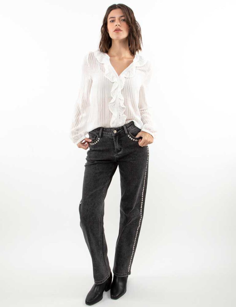 Jeans Apliques Mujer Zibel