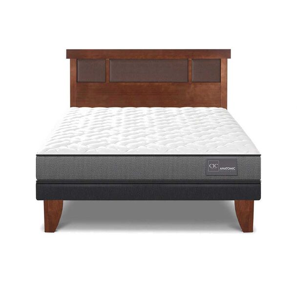 Cama Europea CIC 2 Plazas Anatomic + Respaldo New Dublin Caramelo