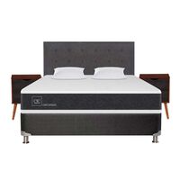 Box Spring CIC 2 Plazas New Ortopedic + Respaldo + 2 Veladores Eufrates + Almohada