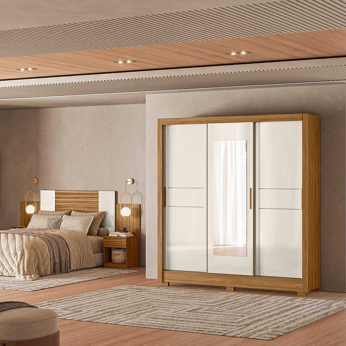 Closet Di Poretti Bahamas 3 Puertas 2 Cajones + Respaldo Ajustable