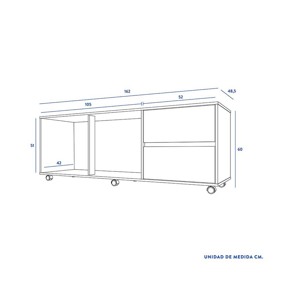 Rack TV CIC Nash Olmo Blanco Hasta 70"