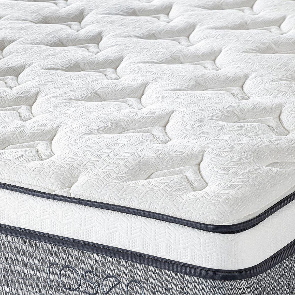 Combo Cama Europea Rosen 1,5 Plazas Indie BN + Respaldo y Veladores Rachel