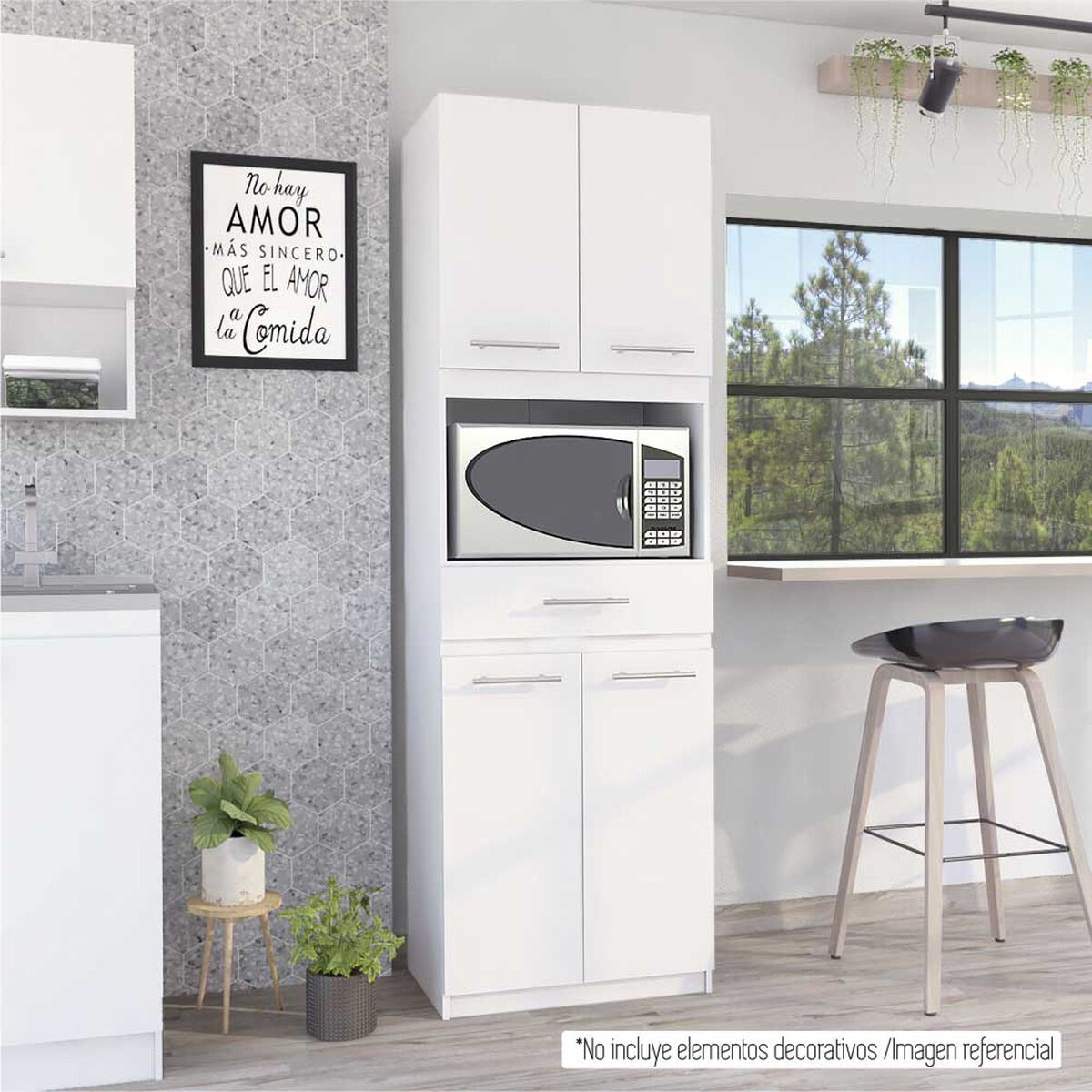 Mueble para Microondas TuHome Manchester Blanco 4 Puertas