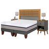 Combo Cama Europea CIC Base Dividida 2 Plazas Balance + Respaldo + 2 Veladores Casanova 2 Plazas Naturale Gris