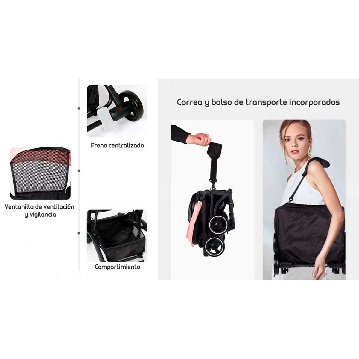 Coche de Paseo Premium Últra Compacto Lubabycas Rosado
