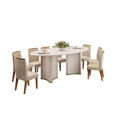 Juego de Comedor Di Poretti Liz 8 Sillas Beige