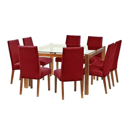 Juego de Comedor Latam Home Barcelona 8 Sillas Burdeo