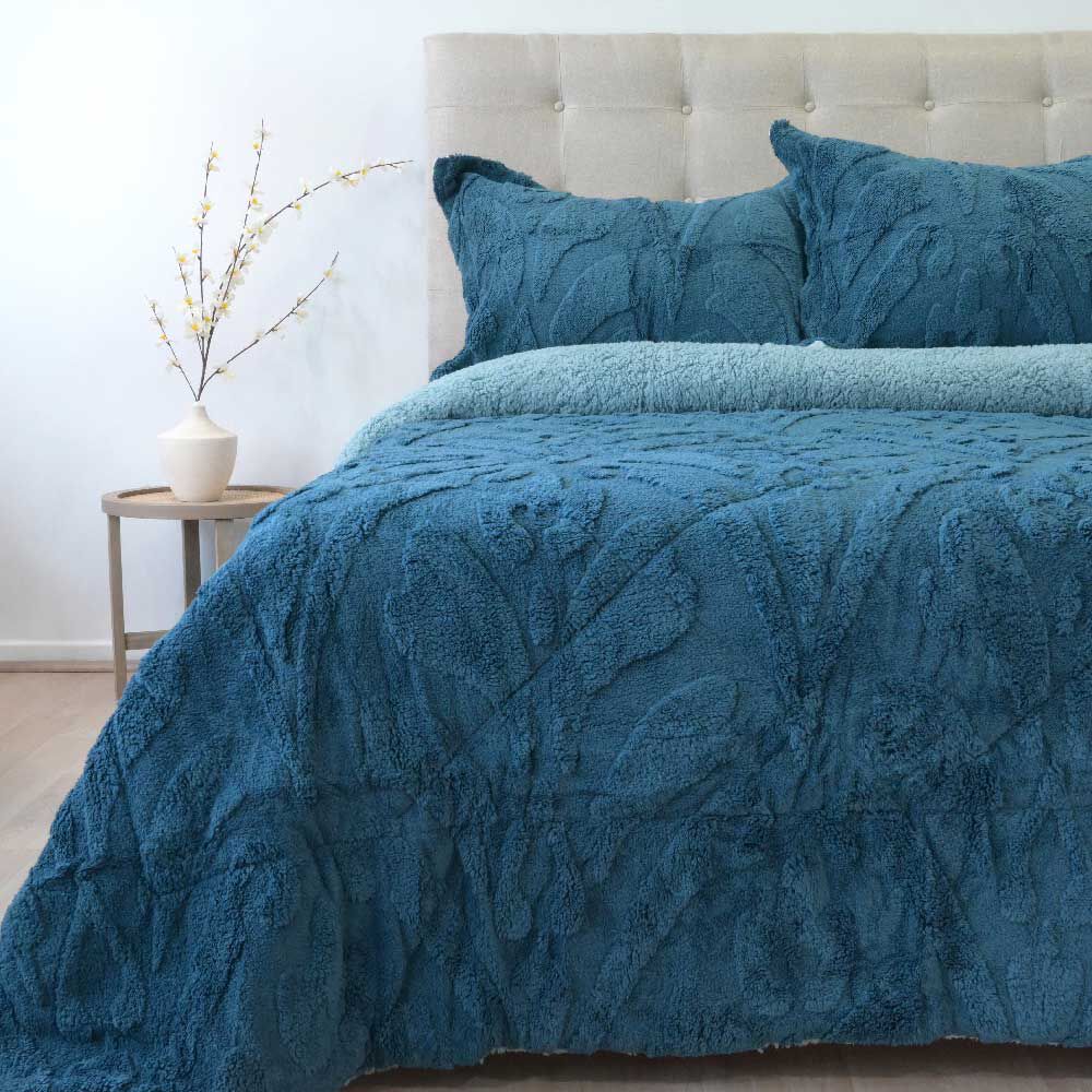 Cubrecama Doral Super King Jacquard Liso Azul