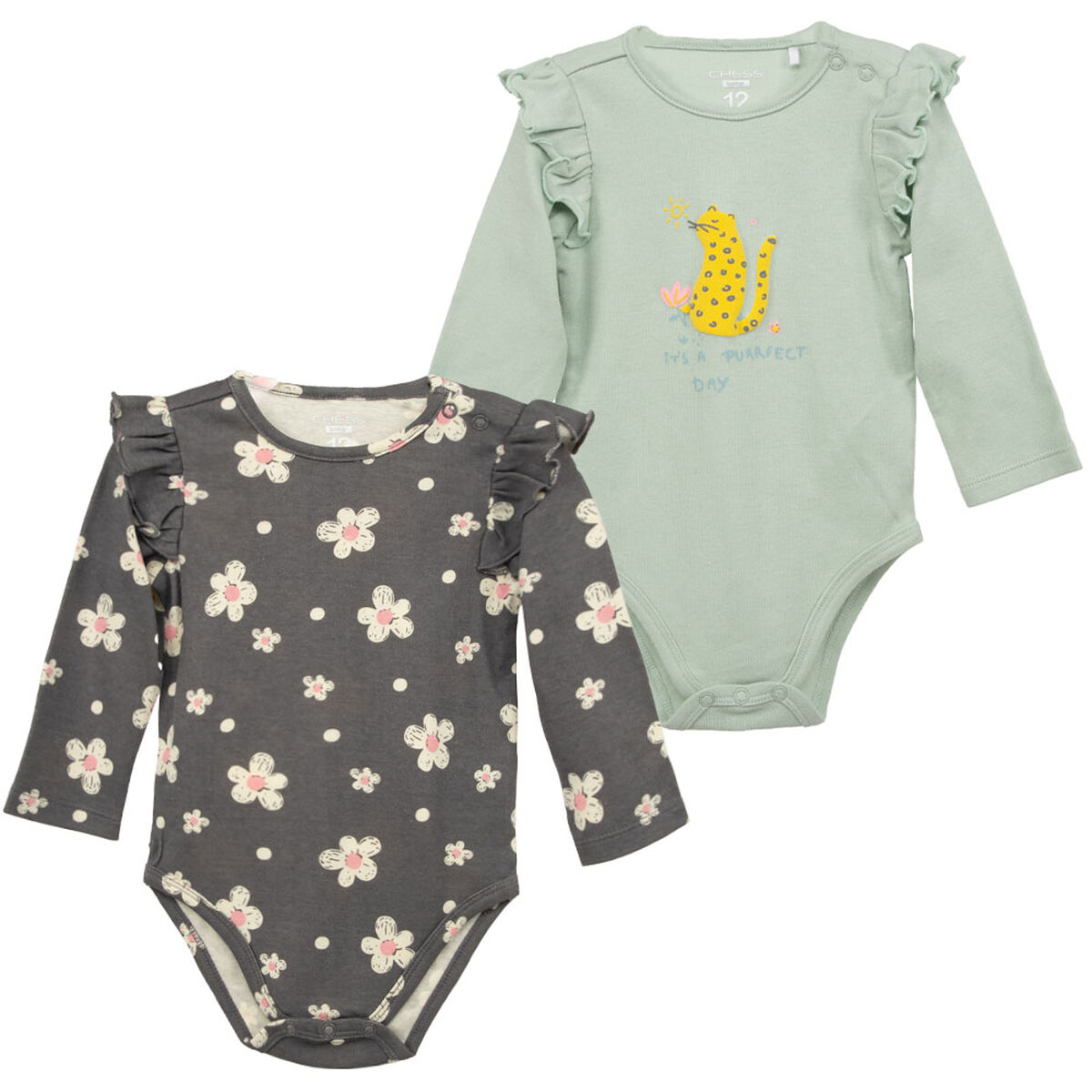 Pack 2 Body Manga Larga Chess Baby
