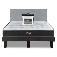 Combo Cama Europea Prelude Radiant 2 Plazas Normal + Respaldo Praga Plata + Cubre Colchón