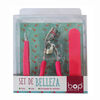 Set de Belleza con Encrespador, Pinza y Lima Fucsia