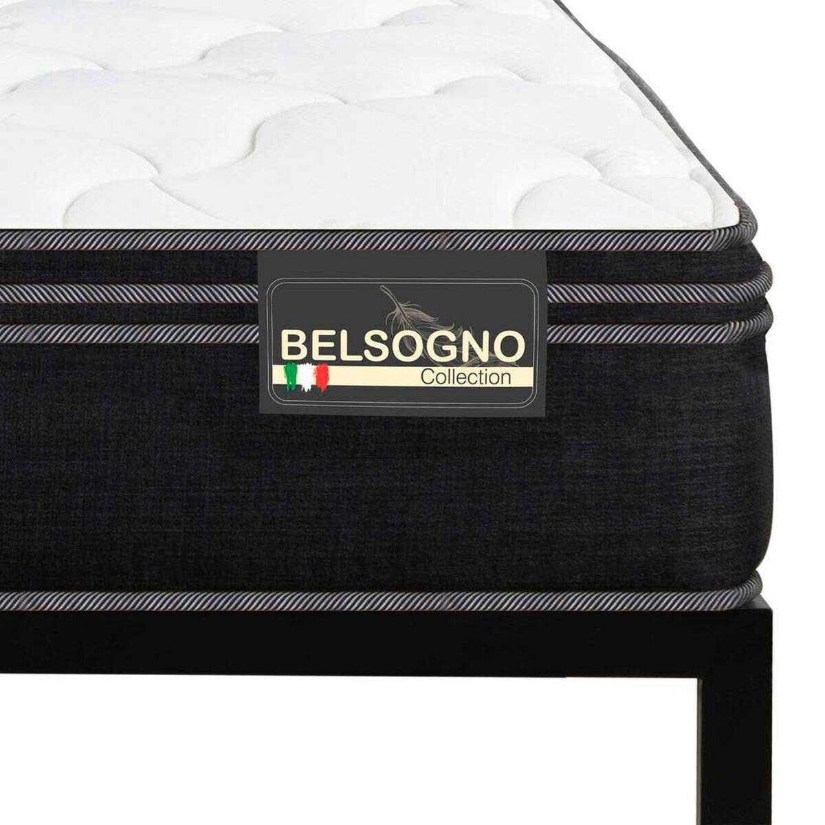 Cama Europea Belsogno 2 Plazas Premium + Respaldo Black