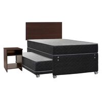 Cama Nido Celta 1,5 Plazas Atlantis Black + Respaldo + Velador Castilla