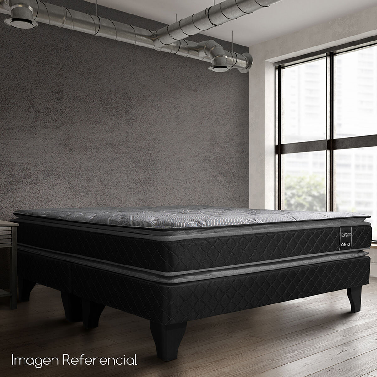Cama Europea Celta Terapeutic King + 2 Almohadas Cotton 50 x 90 cm