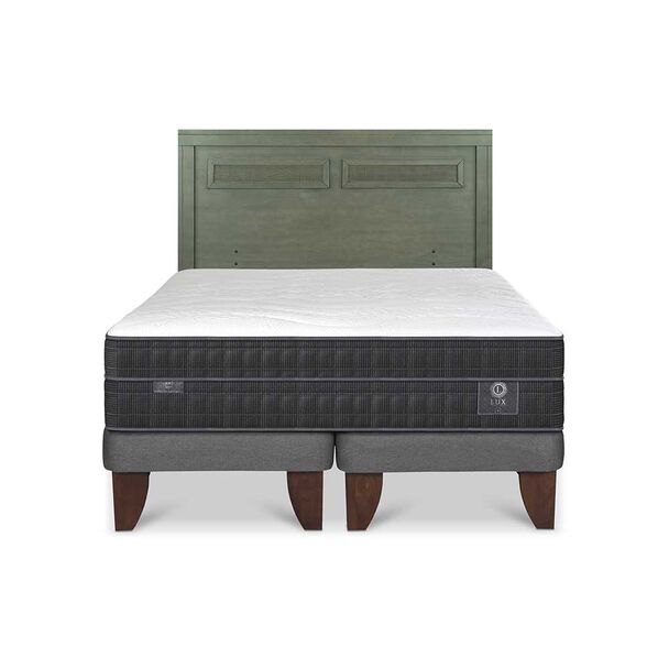 Cama Europea CIC Base Dividida 2 Plazas Lux + Respaldo Milan Olivo