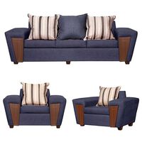 Juego de Living Ruzam Mobel Creta Sofá 3 Cuerpos + Dos Sillones 1 Cuerpo Lino Marengo