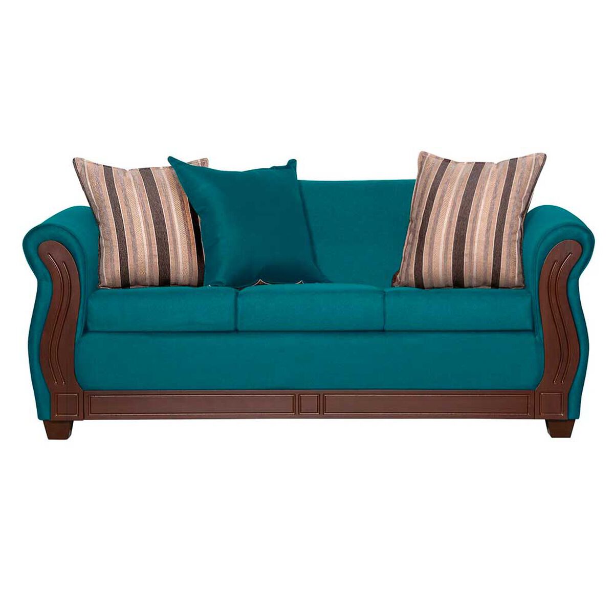 Juego de Living Ruzam Mobel Atenas Sofá 3 Cuerpos + Dos Sillones 1 Cuerpo Lino Turquesa