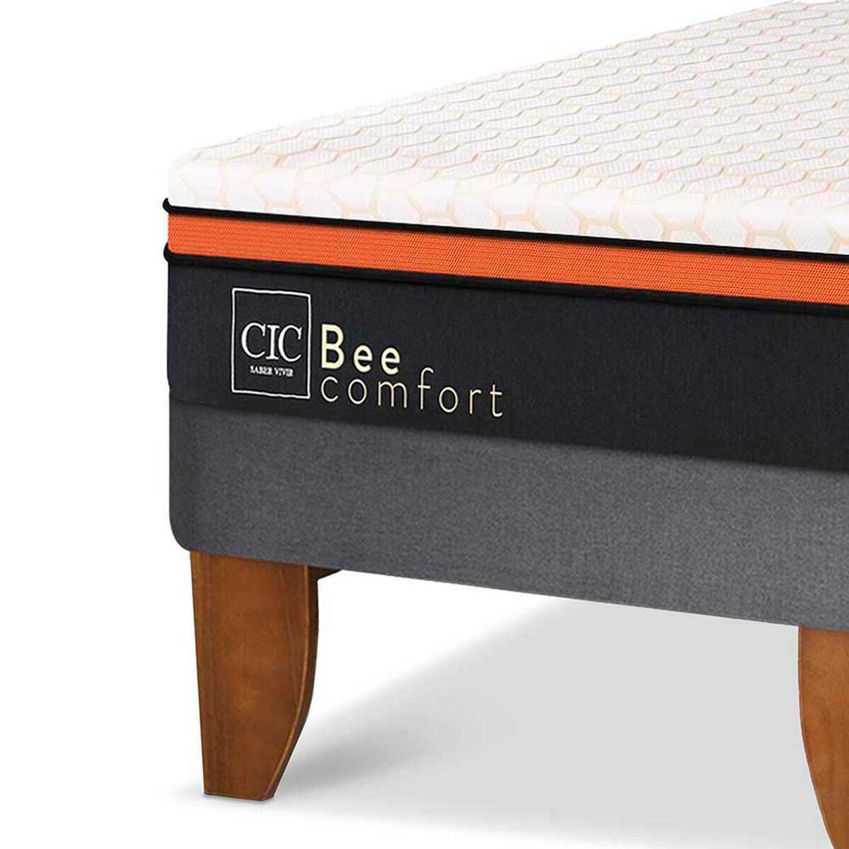 Cama Europea CIC Base Dividida 2 Plazas Beecomfort + Respaldo Milan Negro