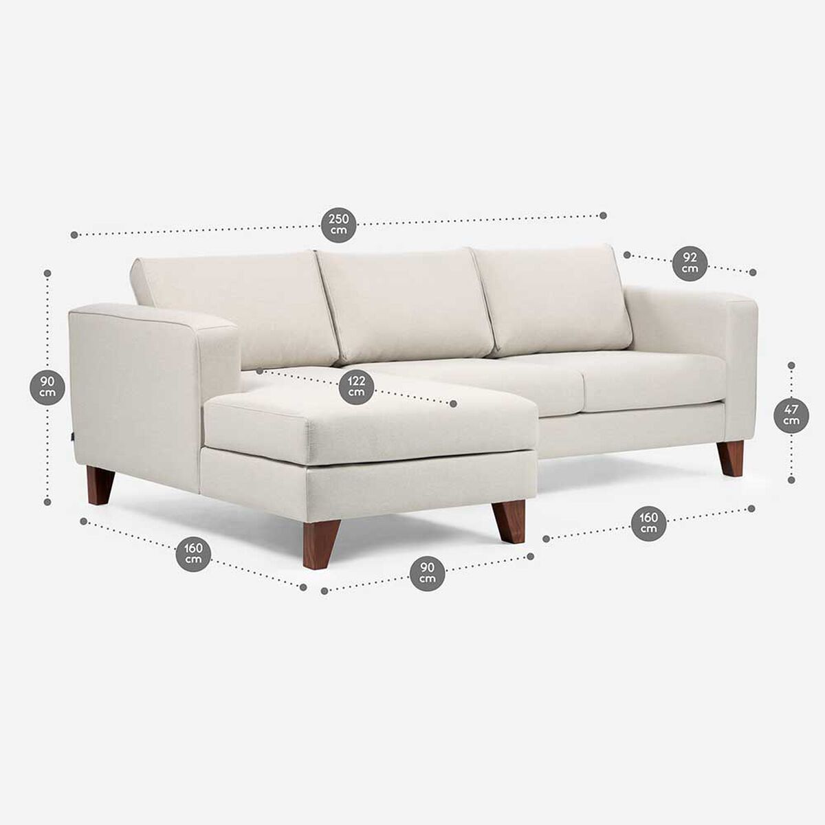 Sof&aacute; Seccional Rosen Parma 3 cuerpos Natural