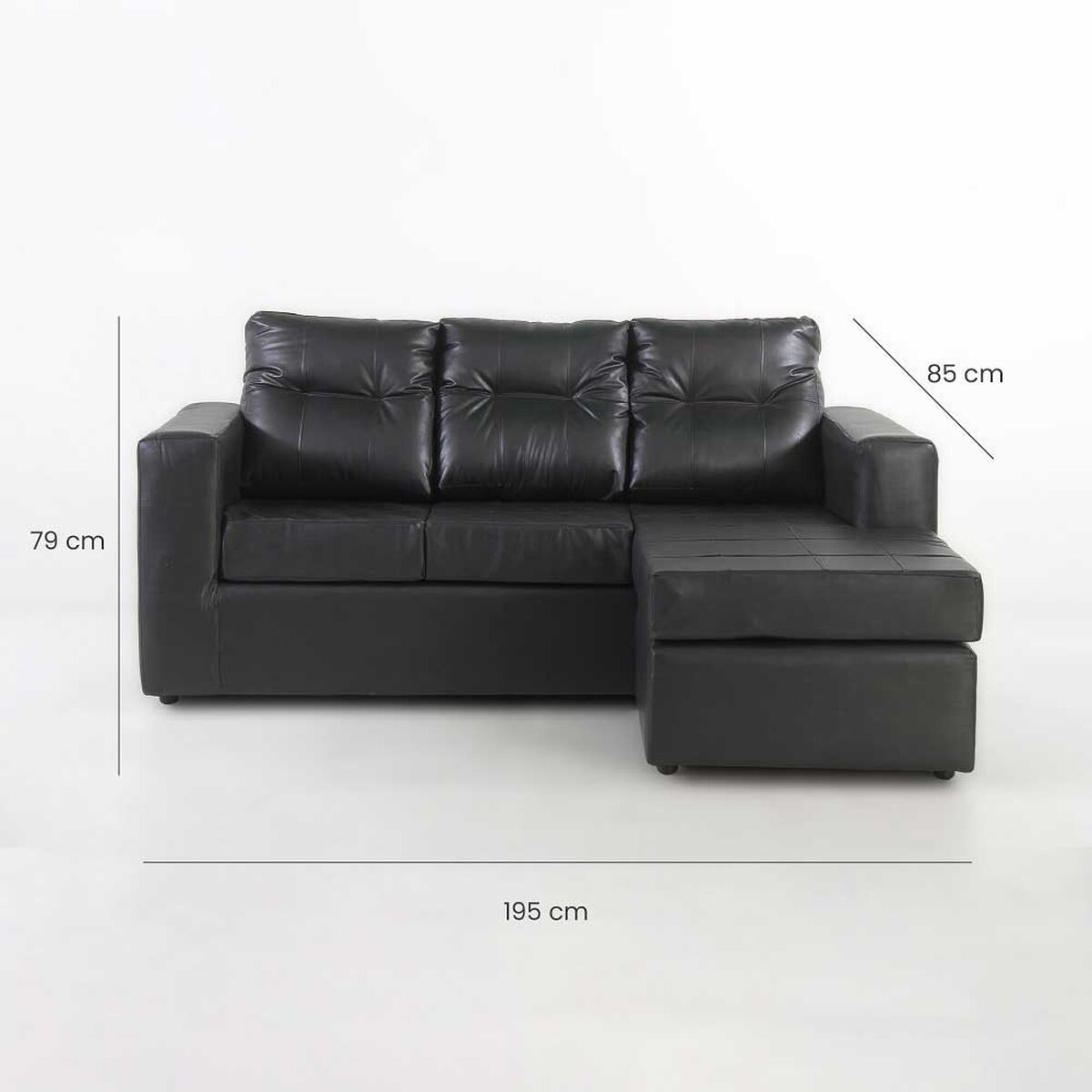 Sofá Modular Kea Rodas 3 Cuerpos Negro