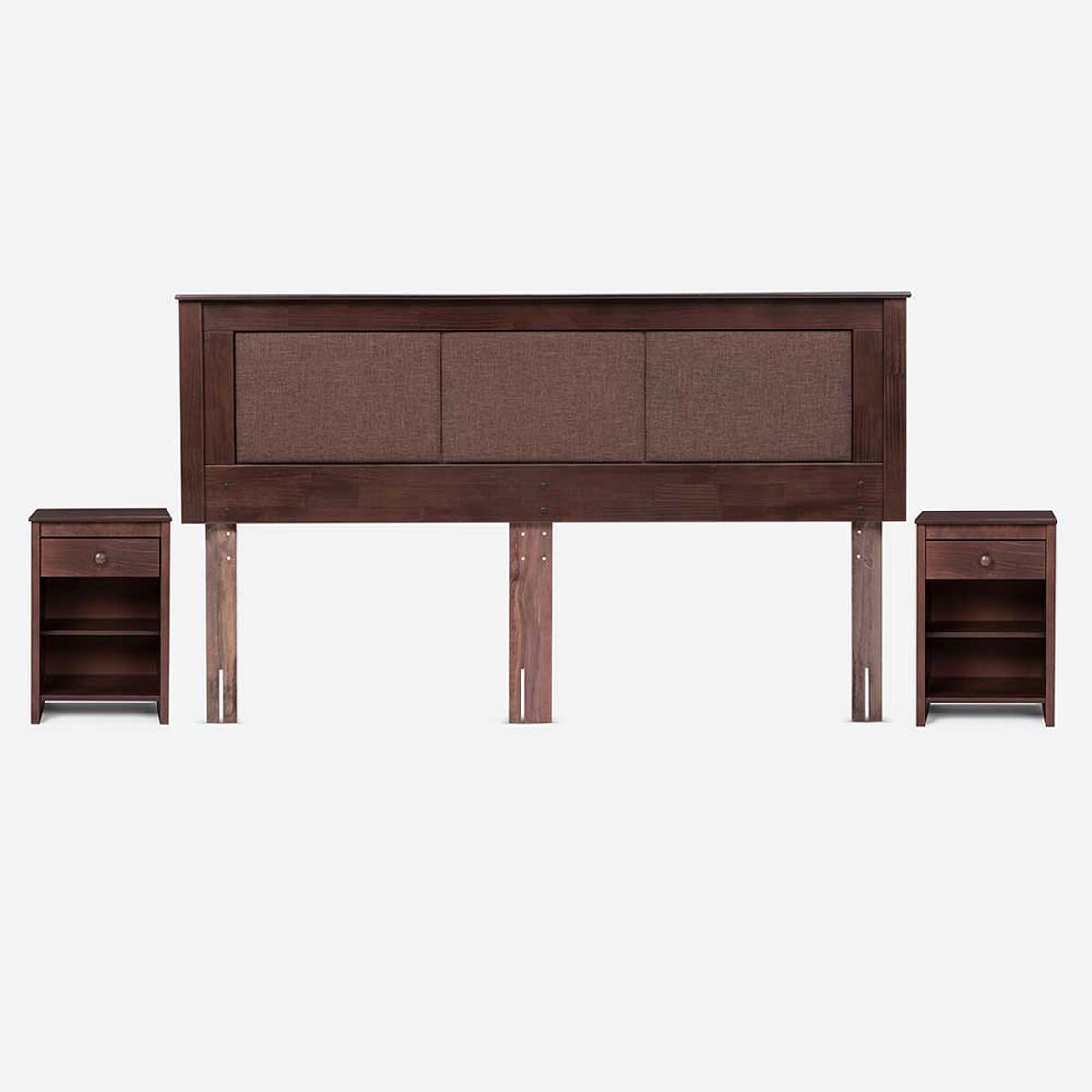 Cama Europea Rosen Base Dividida King New Style 4 Plus + Respaldo + 2 Veladores Rachel