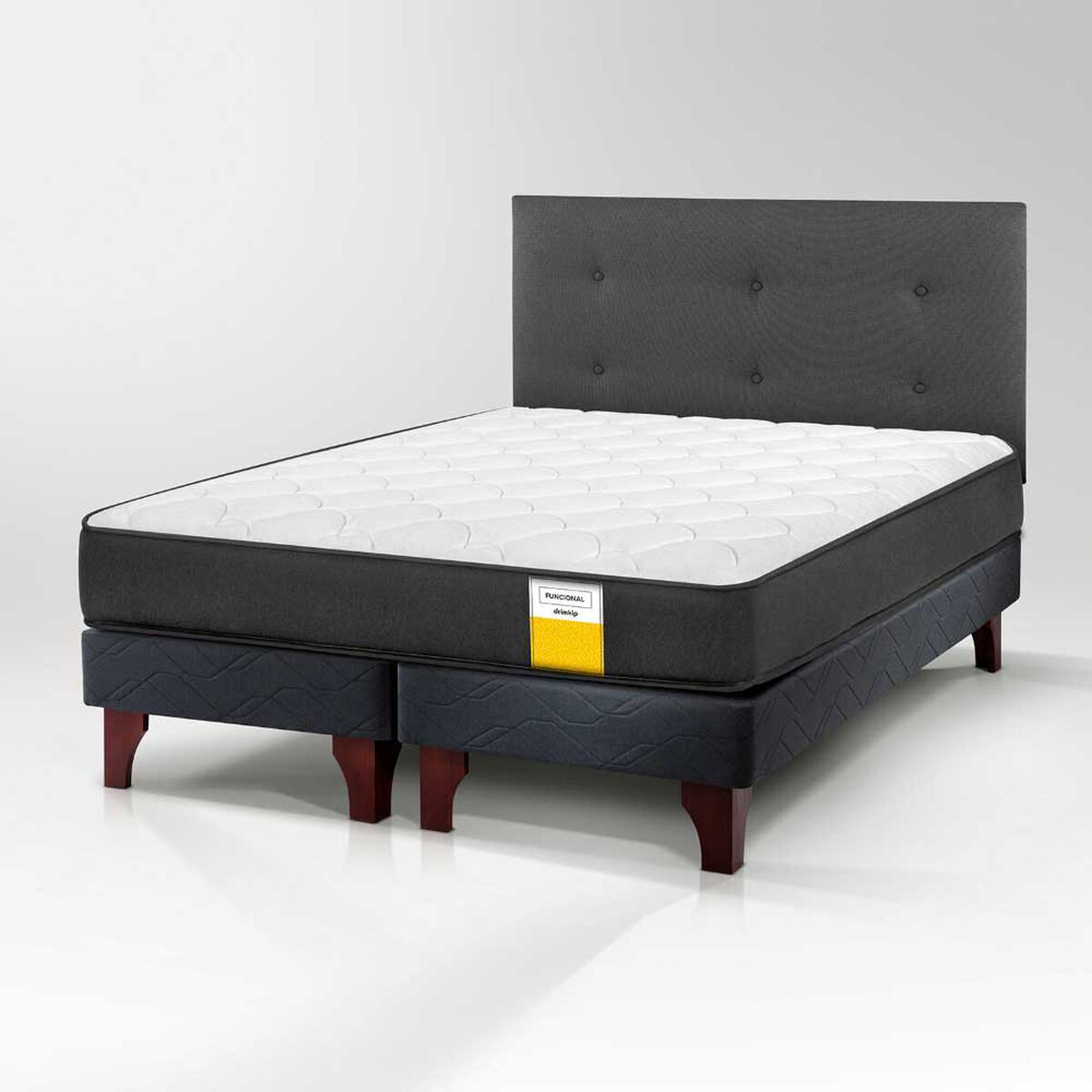 Cama Europea Drimkip 2 Plazas Funcional Base Dividida + Respaldo Royal