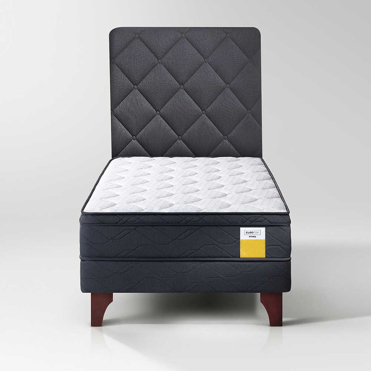 Cama Europea Drimkip 1,5 Plazas Eurotop + Respaldo Capitone